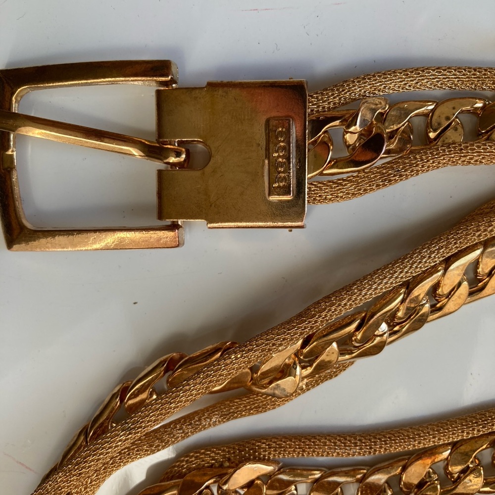 BEBE Brand Mesh and Chain Gold Women's Belt Size Medium